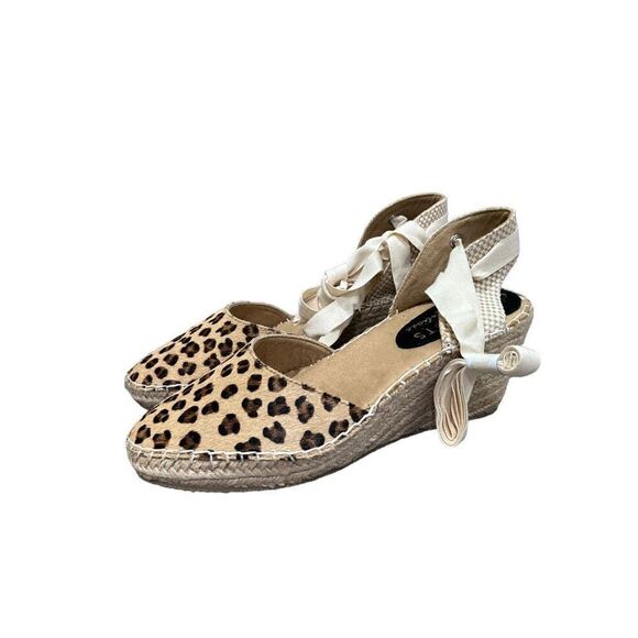New coconuts by matisse sandals cheetah leather/fur ballerina lace espadrilles 9 - Picture 1 of 10